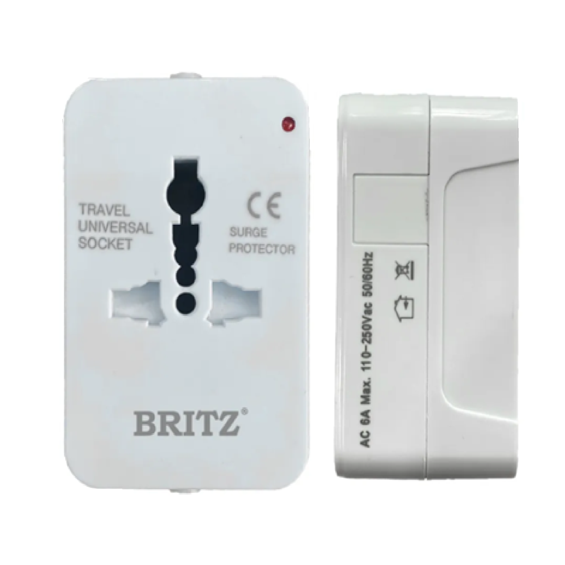 Britz ALL-IN-ONE INTERNATIONAL Travel Adaptor With 2 USB PORTS 2.1A WHITE